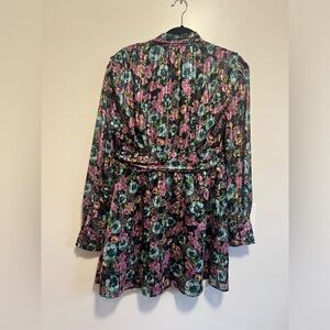 Zara Floral Metallic Thread Dress